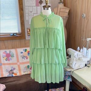 Light Green Tiered Mini Dress